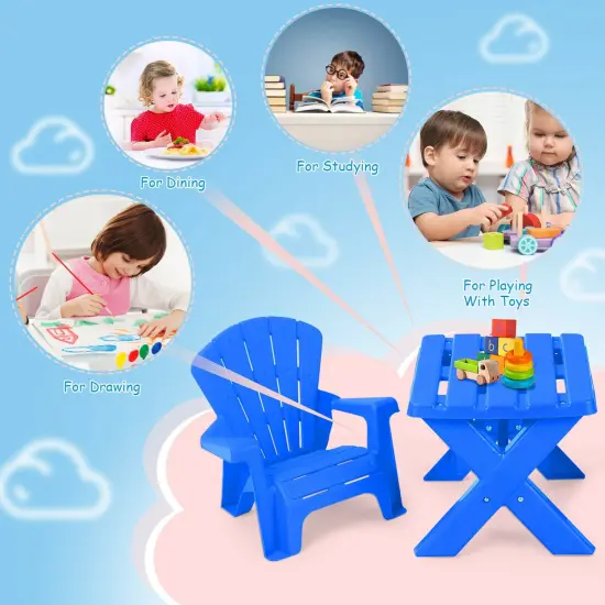 3-Piece Plastic Children Play Table Chair Set Perfect for Indoor-Outdoor Use {5}
