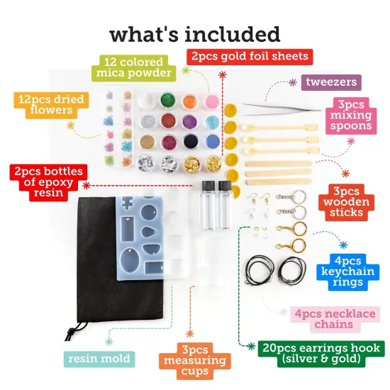 Incraftables Epoxy Resin Kit for Beginners. Resin Supplies set for Kids & Adults. Epoxy Resin Kit with mold, Epoxy Bottles, Dried Flowers, Mica powders, Foils, measuring cups & Jewelry Making Supplies {3}