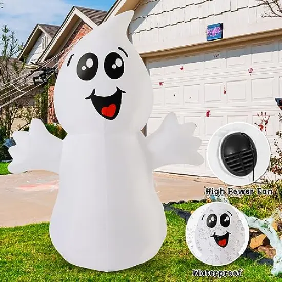 5 FT Halloween Inflatable Outdoor Cute Ghost with Magic Light, Blow Up Yard Decoration Clearance with LED Lights Built-in for Holiday/Party/Yard/Garden {3}