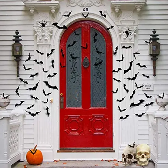100 Pieces Bats Halloween Decoration: Halloween Bats Wall D&eacute;cor Bats Stickers Wall Decals PVC 3D Wall Bats Scary Stickers Halloween Party Decorations Indoor Outdoor DIY Home Window Door D&eacute;cor {5}