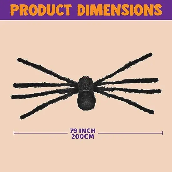 JOYIN 6.4ft Halloween Hairy Spider Outdoor Decorations,Light-up LED Eyes Scary Giant Spider Fake Large Spider Hairy Spider Props for Halloween Yard Decorations Party Outdoor and Outdoor Decor, Black {5}