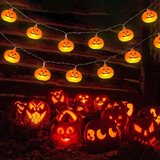 16.4Ft 30LED Pumpkin String Lights Halloween Decorations , Battery Operated 2 Modes Light Halloween Decor Clearance for Home Indoor Outdoor Halloween Thanksgiving Festival Costumes Party Decorations {1}