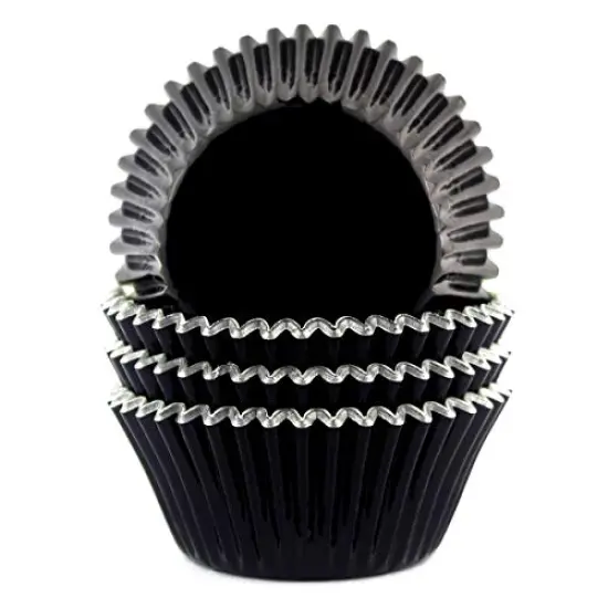 Eoonfirst Foil Metallic Cupcake Liners Halloween Party Standard Baking Cups 100 Pcs (Black) {1}