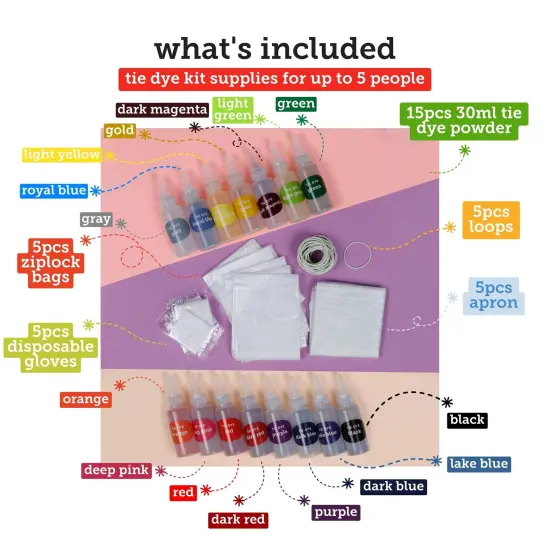 Incraftables Tie Dye Kit for Adults & Kids. Bulk Tie Dye Powder Set with Non Toxic 15 Colors Guide, Disposable Gloves, Zip Lock Bags, Table cloth, Aprons & Loops. Best Tie Dye Kit To Go for Beginner & Pro {3}