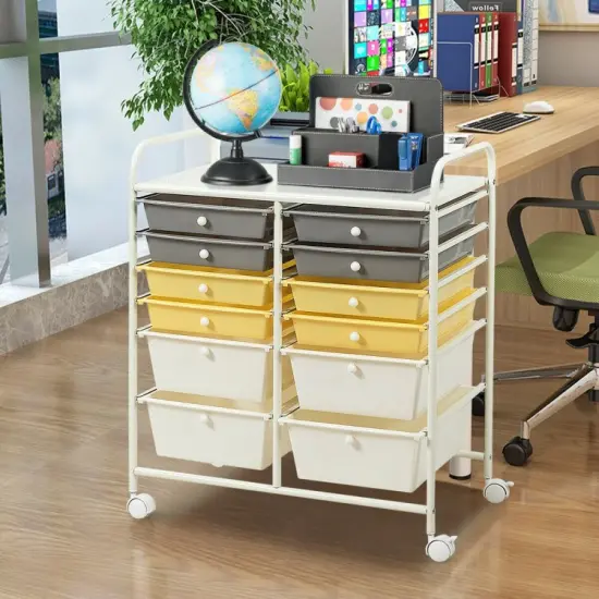 12 Drawers Rolling Cart Storage Scrapbook Paper Organizer Bins {3}