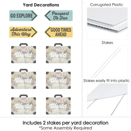 Big Dot of Happiness World Awaits - Map Party Lawn Decorations - Outdoor Travel Themed Party Yard Decorations - 10 Piece {7}