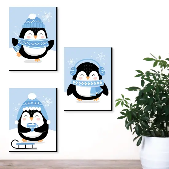 Big Dot of Happiness Winter Penguins - Holiday Nursery Wall Art and Christmas Home Decor - 7.5 x 10 inches - Set of 3 Prints {3}