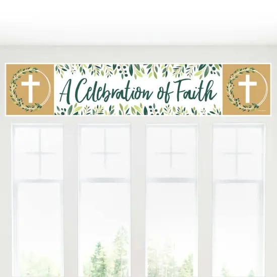 Big Dot of Happiness Elegant Cross - Religious Party Decorations Party Banner {6}