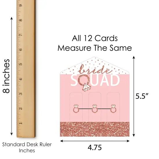 Big Dot of Happiness Bride Squad - Rose Gold Bridal Shower or Bachelorette Party Game Pickle Cards - Pull Tabs 3-in-a-Row - Set of 12 {7}