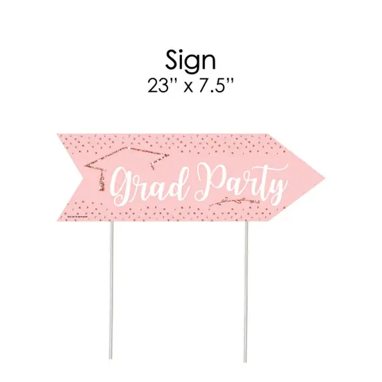 Big Dot of Happiness Rose Gold Grad - Graduation Party Sign Arrow - Double Sided Directional Yard Signs - Set of 2 {7}