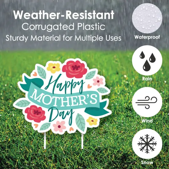 Big Dot of Happiness Colorful Floral Happy Mother's Day - Yard Sign and Outdoor Lawn Decorations - We Love Mom Party Yard Signs - Set of 8 {4}