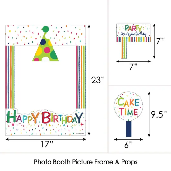 Big Dot of Happiness Cheerful Happy Birthday - Colorful Birthday Party Selfie Photo Booth Picture Frame and Props - Printed on Sturdy Material {6}