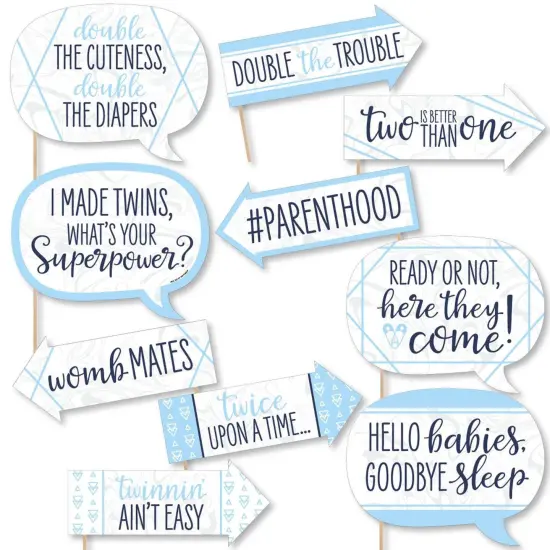 Big Dot of Happiness Funny It's Twin Boys - Blue Twins Baby Shower Photo Booth Props Kit - 10 Piece {1}