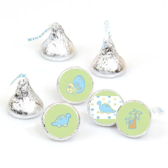 Big Dot of Happiness Baby Boy Dinosaur - Baby Shower Round Candy Sticker Favors - Labels Fits Chocolate Candy (1 sheet of 108) {1}