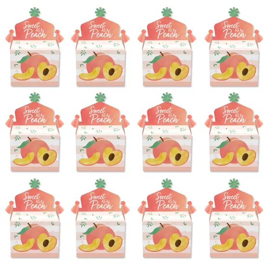 Big Dot of Happiness Sweet as a Peach - Treat Box Party Favors - Fruit Themed Baby Shower or Birthday Party Goodie Gable Boxes - Set of 12 {6}