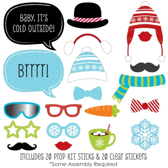 Big Dot of Happiness Winter Party - Photo Booth Props Kit - 20 Count {3}