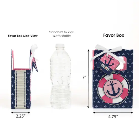 Big Dot of Happiness Ahoy - Nautical Girl - Baby Shower or Birthday Party Favor Boxes - Set of 12 {3}