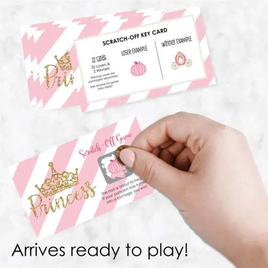 Big Dot of Happiness Little Princess Crown - Pink and Gold Princess Baby Shower or Birthday Party Game Scratch Off Cards - 22 Count {3}