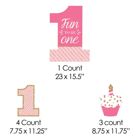 Big Dot of Happiness 1st Birthday Girl - Fun to be One - Yard Sign and Outdoor Lawn Decorations - First Happy Birthday Party Yard Signs - Set of 8 {7}