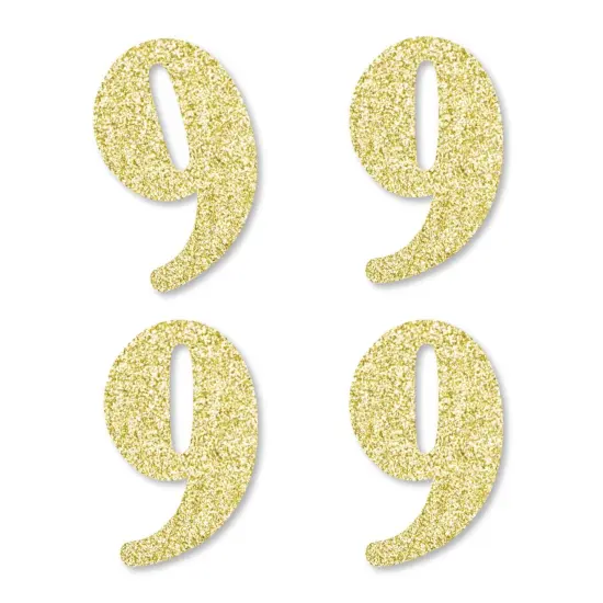 Big Dot of Happiness Gold Glitter 9 - No-Mess Real Gold Glitter Cut-Out Numbers - 9th Birthday Party Confetti - Set of 24 {1}