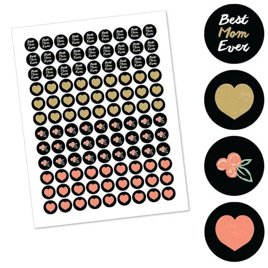 Big Dot of Happiness Best Mom Ever - Mother's Day Round Candy Sticker Favors - Labels Fits Chocolate Candy (1 sheet of 108) {3}