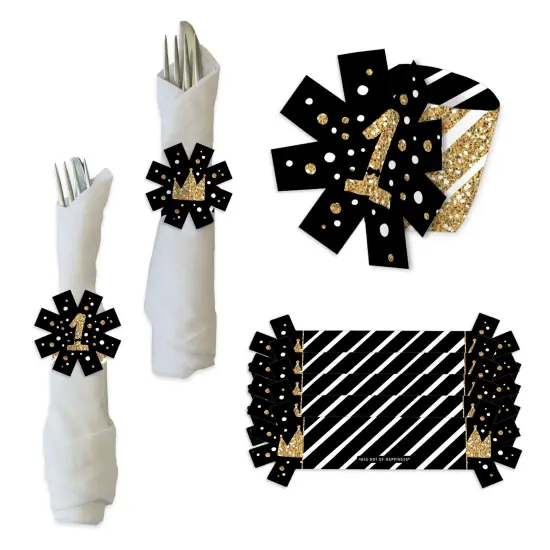 Big Dot of Happiness 1st Birthday Little Mr. Onederful - Boy First Birthday Party Paper Napkin Holder - Napkin Rings - Set of 24 {1}