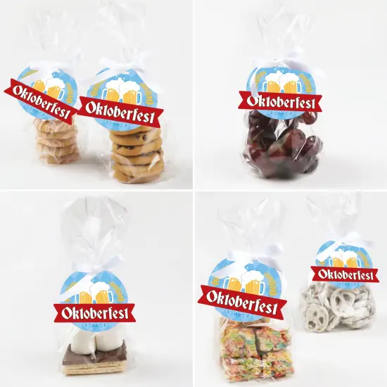 Big Dot of Happiness Oktoberfest - Beer Festival Clear Goodie Favor Bags - Treat Bags With Tags - Set of 12 {6}