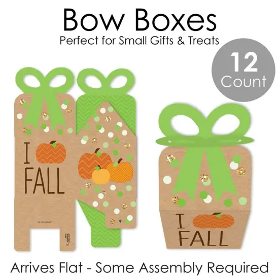 Big Dot of Happiness Pumpkin Patch - Square Favor Gift Boxes - Fall, Halloween or Thanksgiving Party Bow Boxes - Set of 12 {7}