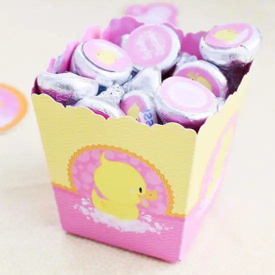 Big Dot of Happiness Pink Ducky Duck - Party Mini Favor Boxes - Girl Baby Shower or Birthday Party Treat Candy Boxes - Set of 12 {7}