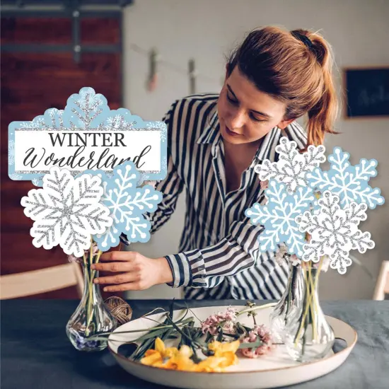 Big Dot of Happiness Winter Wonderland - Snowflake Holiday Party and Winter Wedding Centerpiece Sticks - Showstopper Table Toppers - 35 Pieces {4}