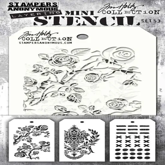 Tim Holtz Mini Layered Stencil Set 3/Pkg-Set #53 {1}
