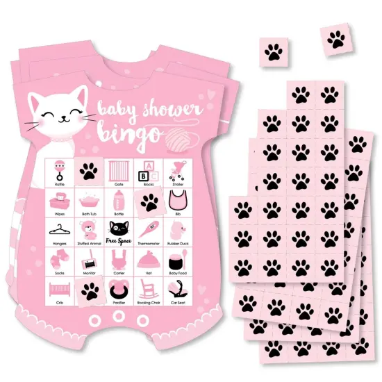 Big Dot of Happiness Purr-fect Kitty Cat - Picture Bingo Cards and Markers - Kitten Meow Baby Shower Shaped Bingo Game - Set of 18 {1}