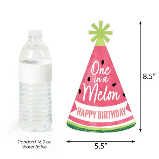 Big Dot of Happiness Sweet Watermelon - Cone Happy Birthday Party Hats for Kids and Adults - Set of 8 (Standard Size) {4}