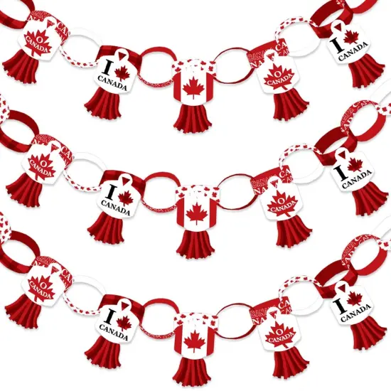 Big Dot of Happiness Canada Day - 90 Chain Links and 30 Paper Tassels Decoration Kit - Canadian Party Paper Chains Garland - 21 feet {1}