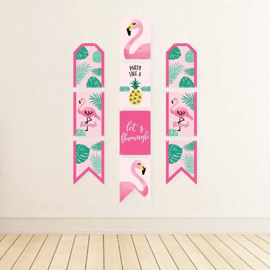 Big Dot of Happiness Pink Flamingo - Party Like a Pineapple - Hanging Vertical Paper Door Banners - Tropical Summer Party Wall Kit - Indoor Door Decor {4}