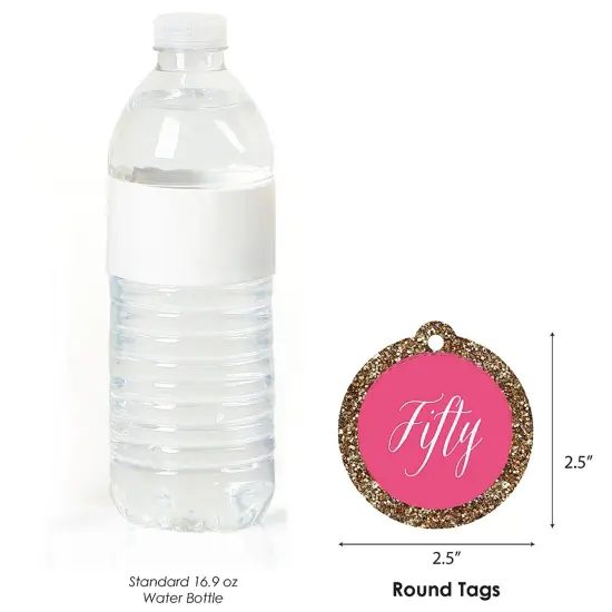 Big Dot of Happiness Chic 50th Birthday - Pink and Gold - Birthday Party Favor Gift Tags (Set of 20) {4}
