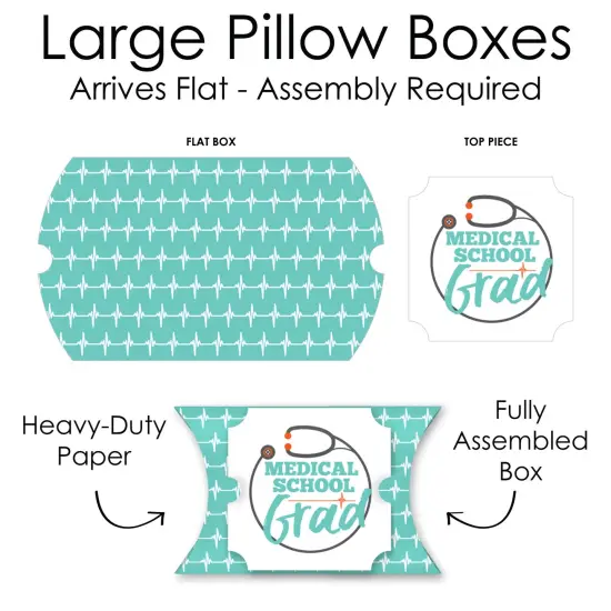 Big Dot of Happiness Medical School Grad - Favor Gift Boxes - Doctor Graduation Party Large Pillow Boxes - Set of 12 {7}