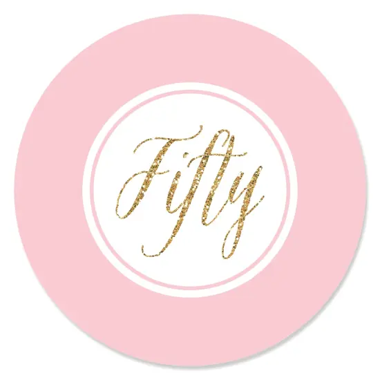 Big Dot of Happiness Chic 50th Birthday - Pink and Gold - Birthday Party Circle Sticker Labels - 24 Count {1}