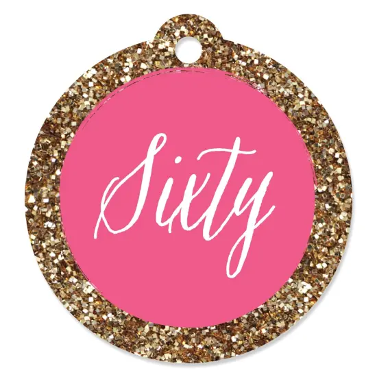 Big Dot of Happiness Chic 60th Birthday - Pink and Gold - Birthday Party Favor Gift Tags (Set of 20) {1}