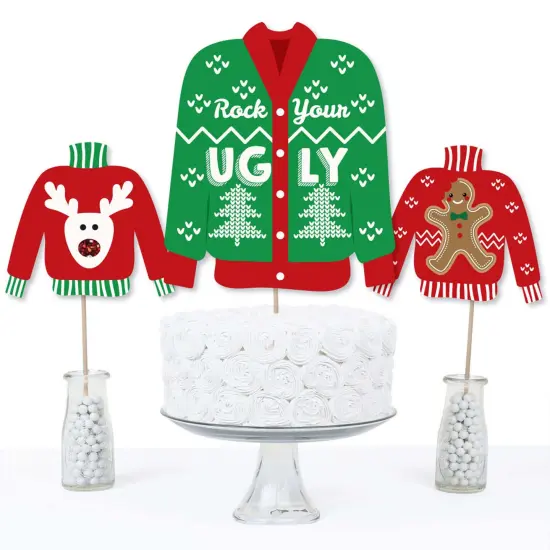 Big Dot of Happiness Ugly Sweater - Holiday and Christmas Party Centerpiece Sticks - Table Toppers - Set of 15 {4}