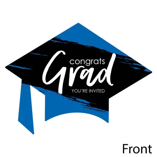 Big Dot of Happiness Blue Graduation Party Invitations - Shaped Fill-In Invite Cards with Envelopes - Set of 12 {3}