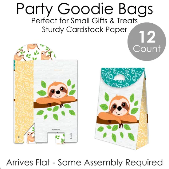 Big Dot of Happiness Let&rsquo;s Hang - Sloth - Baby Shower or Birthday Gift Favor Bags - Party Goodie Boxes - Set of 12 {7}
