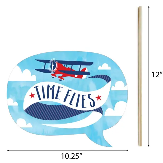 Big Dot of Happiness Taking Flight - Airplane - Vintage Plane Baby Shower or Birthday Party Photo Booth Props Kit - 20 Count {7}