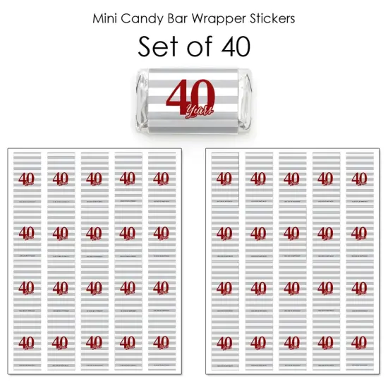 Big Dot of Happiness We Still Do - 40th Wedding Anniversary - Mini Candy Bar Wrapper Stickers - Anniversary Party Small Favors - 40 Count {4}
