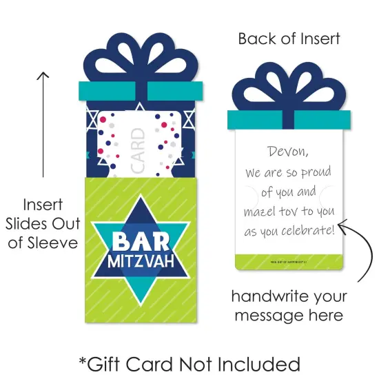 Big Dot of Happiness Blue Bar Mitzvah - Boy Party Money and Gift Card Sleeves - Nifty Gifty Card Holders - Set of 8 {7}