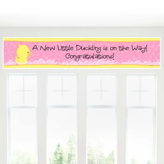 Big Dot of Happiness Pink Ducky Duck - Girl Baby Shower Decorations Party Banner {6}