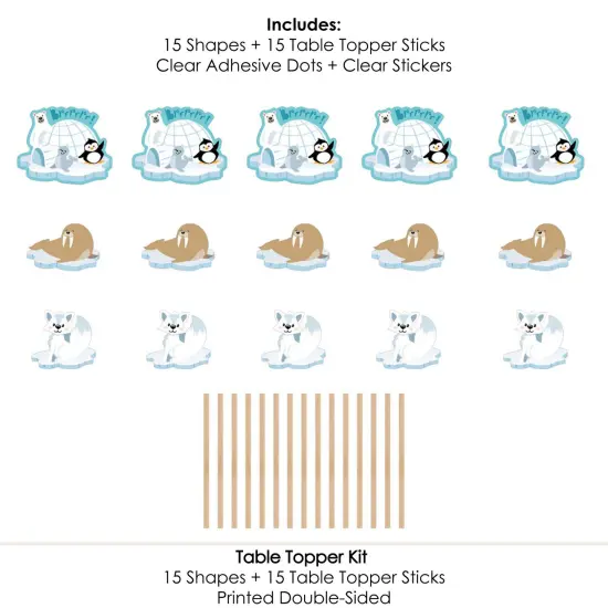 Big Dot of Happiness Arctic Polar Animals - Winter Baby Shower or Birthday Party Centerpiece Sticks - Table Toppers - Set of 15 {7}