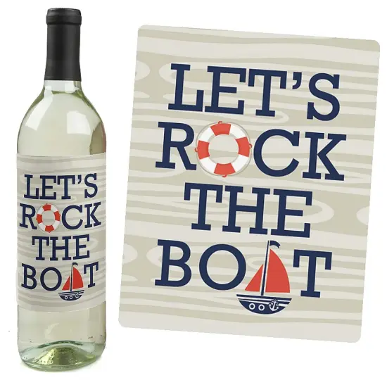Big Dot of Happiness Ahoy - Nautical - Baby Shower or Birthday Party Decorations for Women and Men - Wine Bottle Label Stickers - Set of 4 {3}