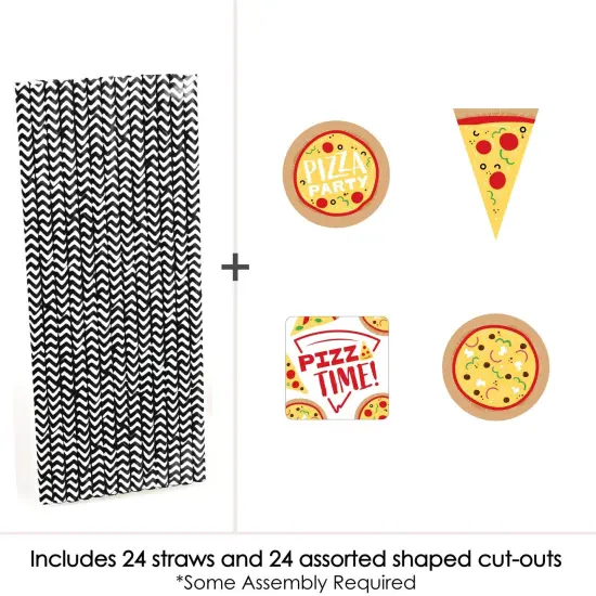Big Dot of Happiness Pizza Party Time - Paper Straw Decor - Baby Shower or Birthday Party Striped Decorative Straws - Set of 24 {4}