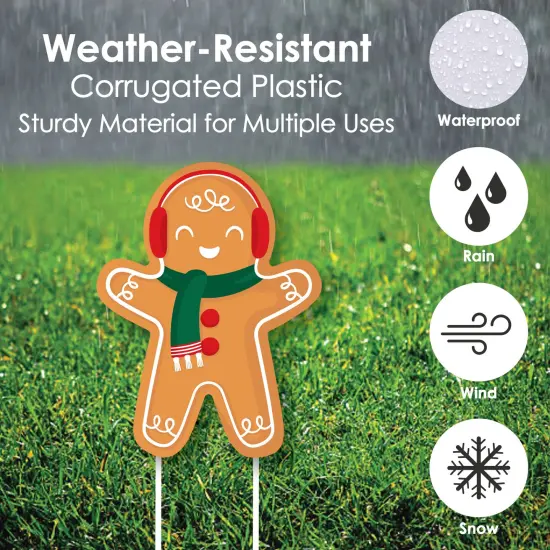 Big Dot of Happiness Gingerbread Christmas - Outdoor Lawn Sign Decorations with Stakes - Gingerbread Man Holiday Party Yard Display - 3 Pieces {4}